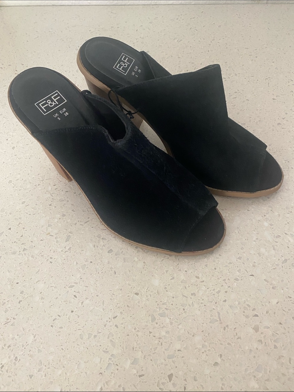 F&F Women's Black Suede Mules